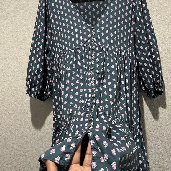 J.Crew Small Floral V-neck Cotton Voile Blue Dress Best Buds Lightwt oversized - Picture 10 of 11